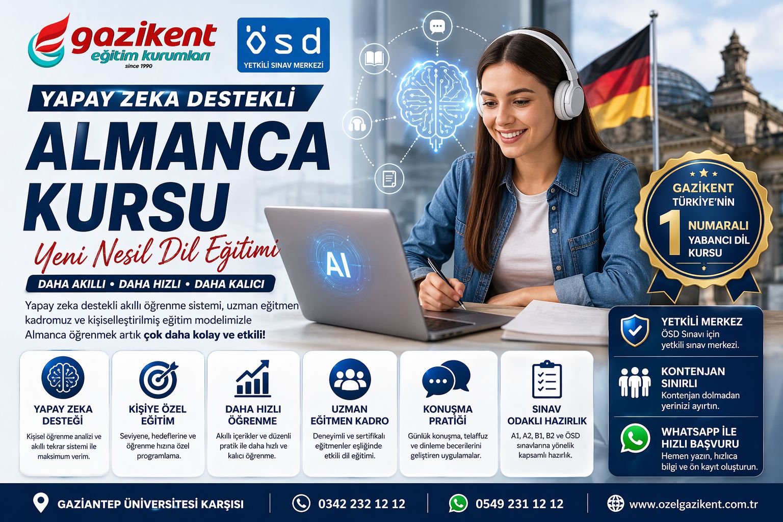 Yapay Zeka Destekli Almanca Kursu | Gaziantep’te Yeni Nesil Dil Eğitimi Başlıyor