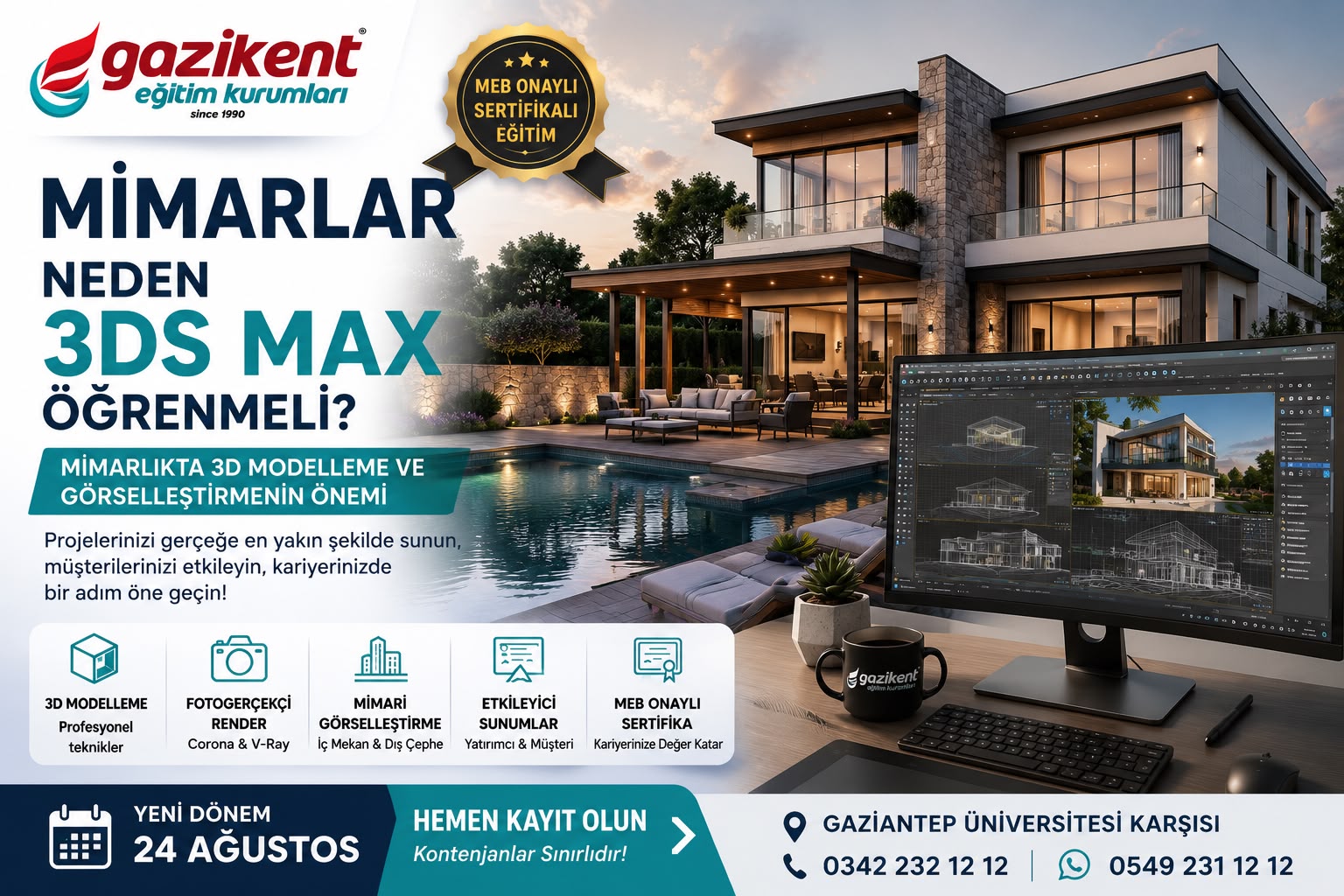 Mimarlar Neden 3Ds Max Öğrenmeli? Mimarlıkta 3D Modelleme ve Görselleştirmenin Önemi