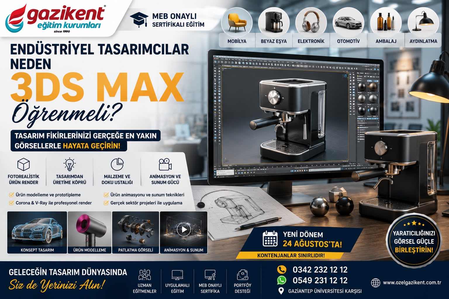 Endüstriyel Tasarımcılar Neden 3Ds Max Öğrenmeli? Ürün Tasarımı, Prototipleme ve Kariyer Rehberi