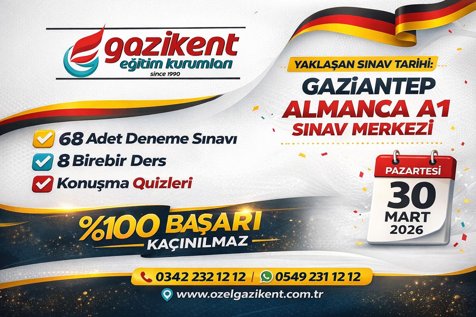 Almanca A1 Sınavında Başarıyı Getiren Sistem:68 Deneme, 8 Birebir Ders ve Konuşma Quizleri