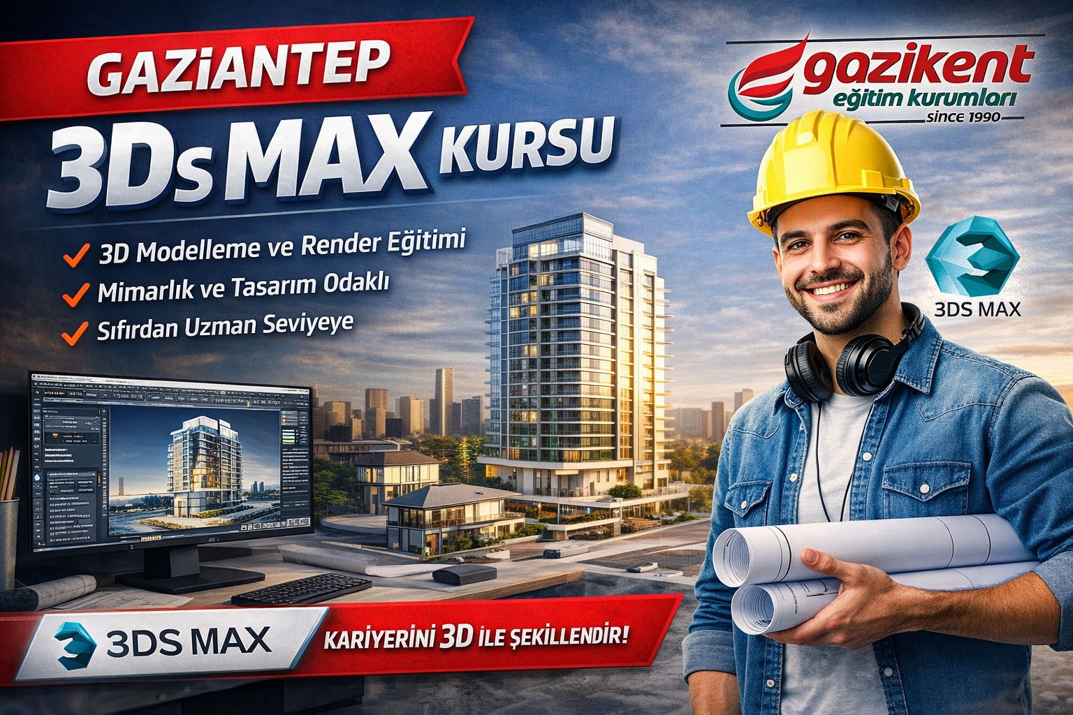 Gaziantep 3Ds Max Kursu 3D Tasarım Öğrenerek Mesleğinde Öne Geçmenin En Akıllı Yolu