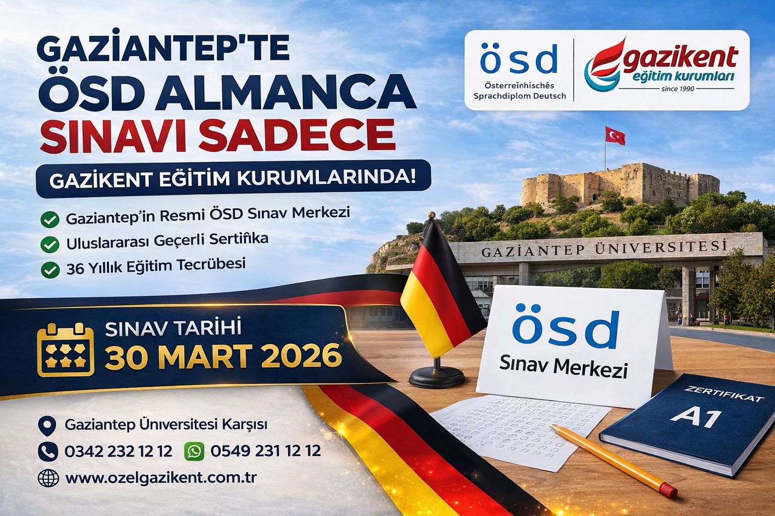 GAZİANTEP’TE ÖSD ALMANCA A1 SINAVI